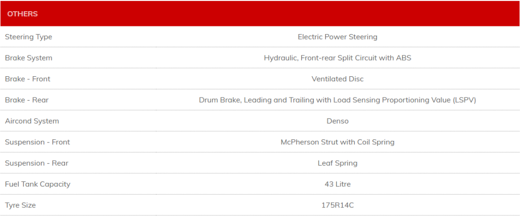 Daihatsu Aluminium Hawker Van Others Specifications